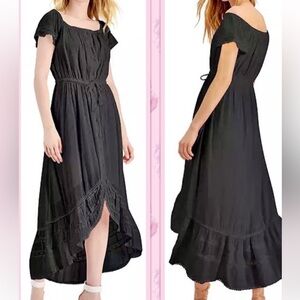 INC International Black Gauze High-low Maxi dress